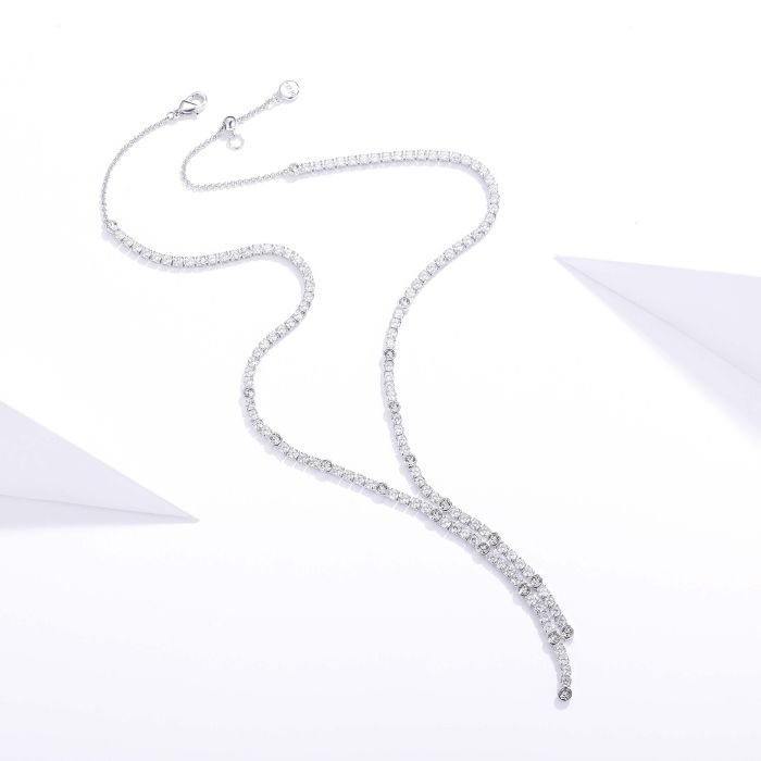 Alexis Deep Drop Statement Necklace with Clear Cubic Zirconia