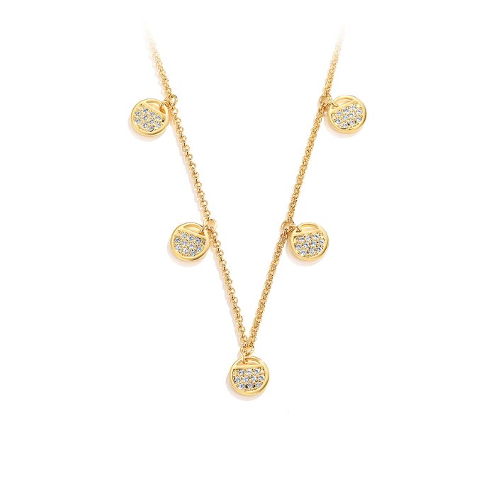 Ginger Layered Necklace with Clear Swarovski Crystals Gold Plated