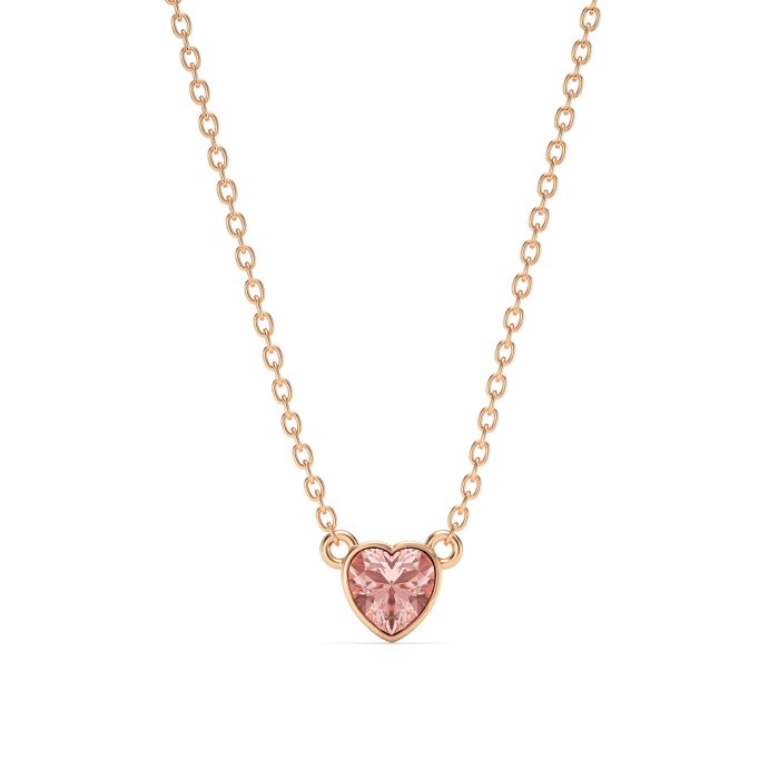Petite Heart Solitaire Necklace Vintage Rose Crystal Rose Gold Plated