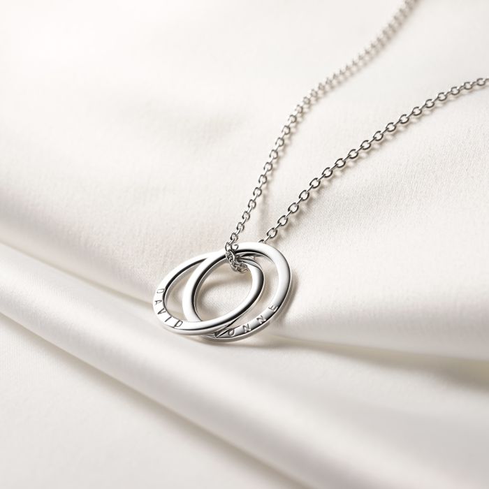 Personalised Interlocking Double Family Circles Necklace in Sterling Silver