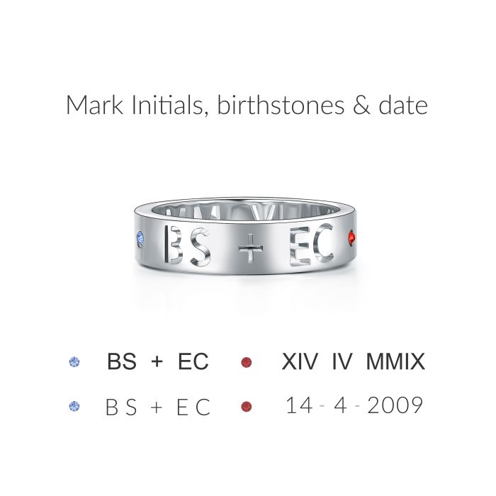 Personalised Holepunched Carved Ring in Sterling Silver