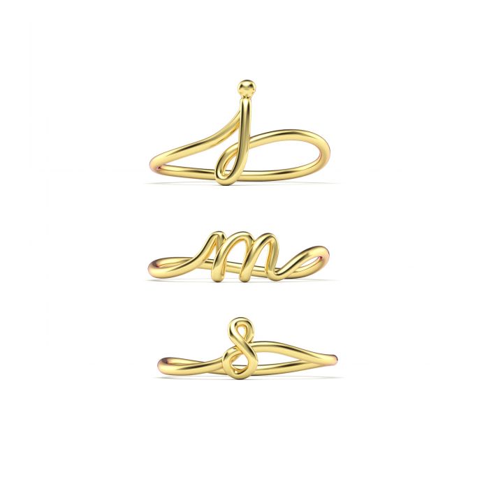 Calligraphy Single Initial Personalised Ring in Sterling Silver