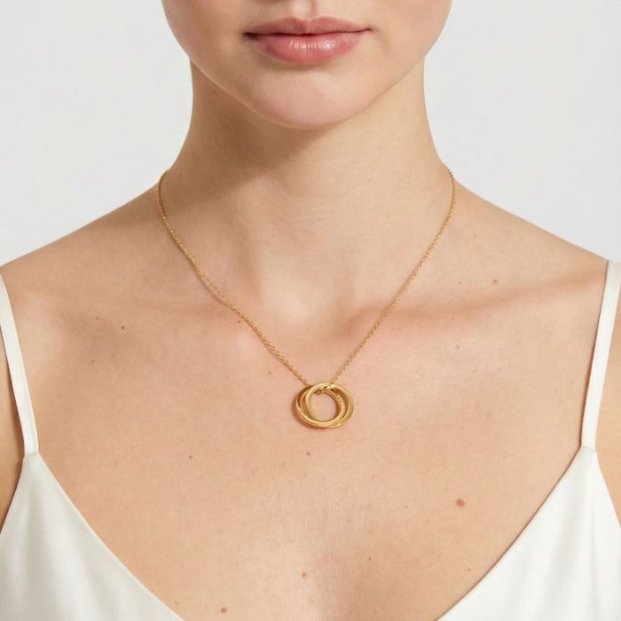 Personalised Interlocking Double Family Circles Necklace in Sterling Silver