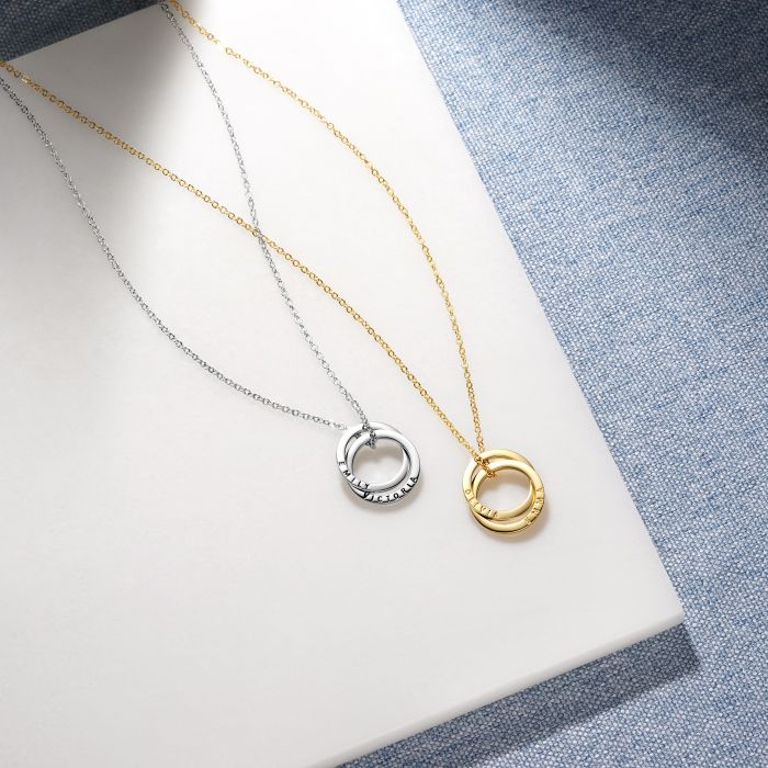 Personalised Interlocking Double Family Circles Necklace in Sterling Silver