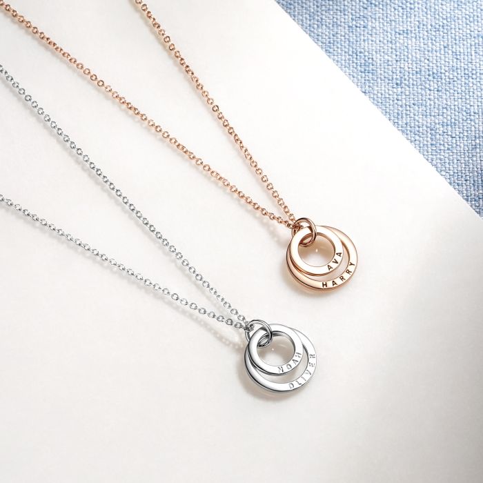 Personalised Double Family Circles Necklace in Sterling Silver