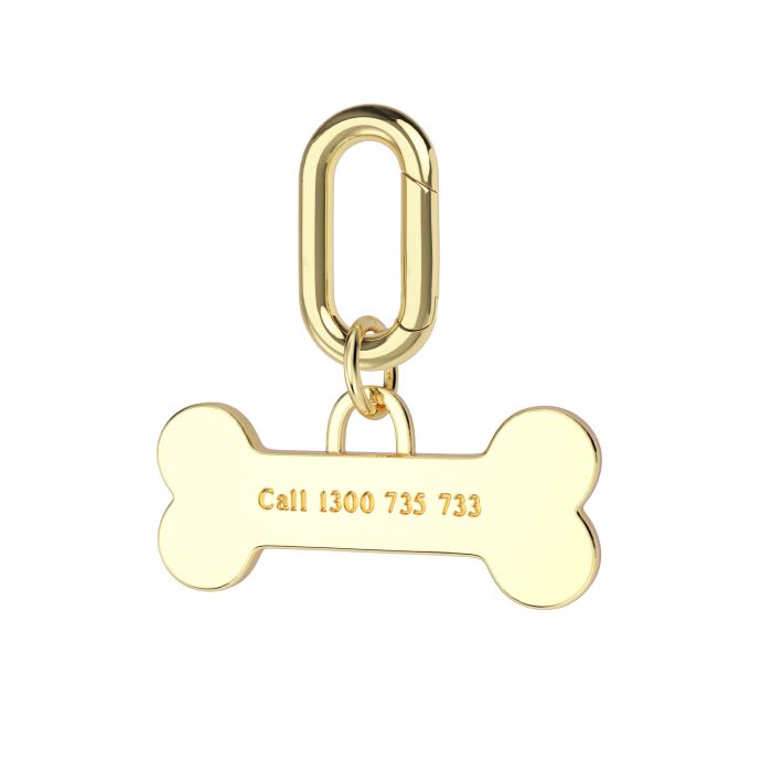 Personalised Enamel Bone Brass Pet Name Tag