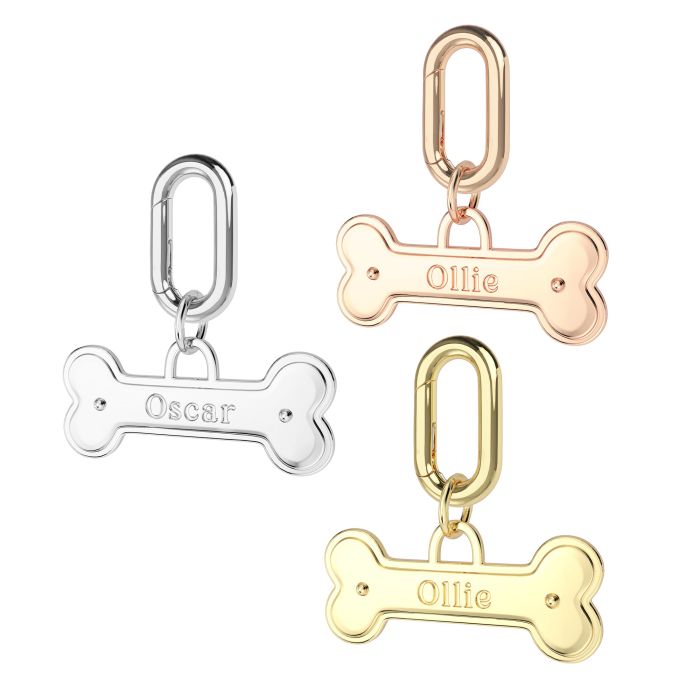 Personalised Bone Brass Pet Name Tag