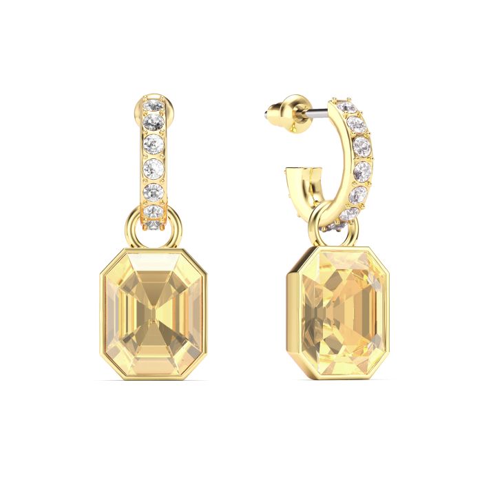 Octagon Drop Earrings Crystal Golden Shadow Crystals Gold Plated