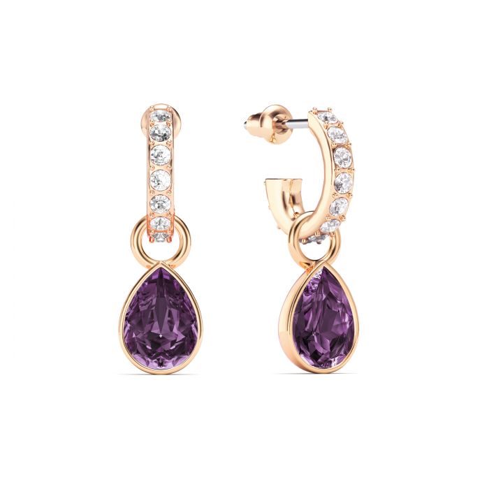 Petite Teardrop Iris Crystals Drop Earrings Rose Gold Plated