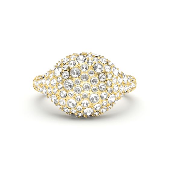 Pave Dome Cocktail Ring featuring Clear Crystals in Gold Plated 