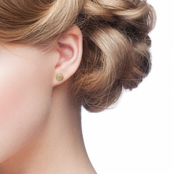 ピアス [BLACKMUSE] Embossed ball Earrings Double Sphere Earrings | Silver-Finish Crystal Sphere