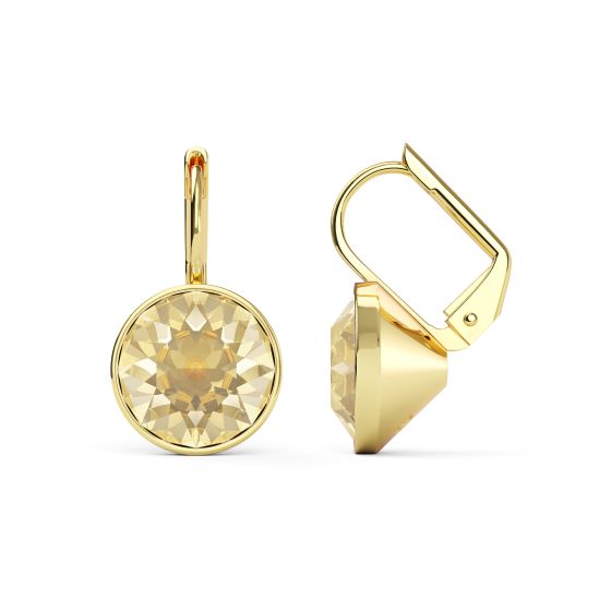 Bella Earrings with 4 Carat Clear Golden Shadow Crystals Earrings Swarovski Crystal Earrings Australia Sale MYJS Gold Plated Drop yellow Earrings
