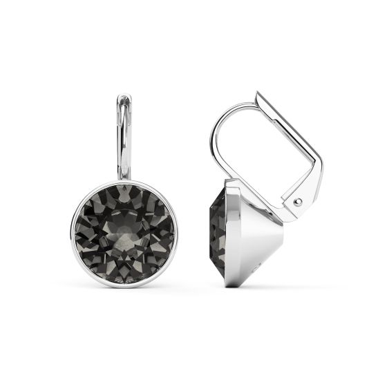 Bella Earrings with 4 Carat Black Diamond Crystals Earrings Swarovski Crystal Earrings Australia Sale MYJS Silver Plated Drop Black Earrings
