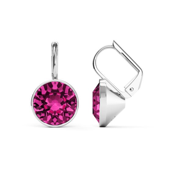 Bella Earrings with 4 Carat Fuchsia Crystals Earrings