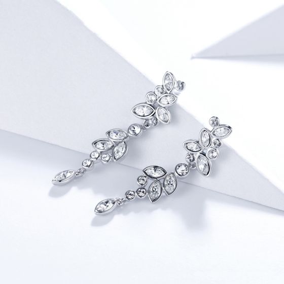 Drop Earrings with Swarovski Crystals White Gold Plated MYJS Bride