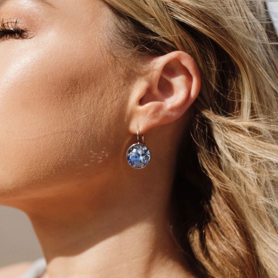 Bella Earrings with 10 Carat Light Sapphire Crystals