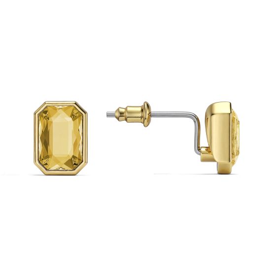 Octagon Mix Stud Earrings Golden Shadow Crystals Swarovski