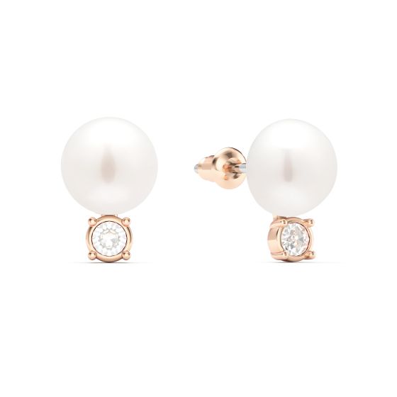 Rose gold plated pearl earrings