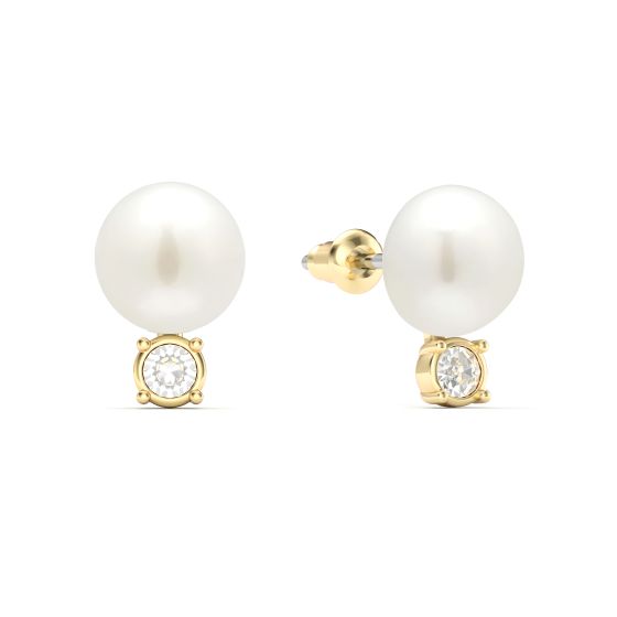 Cultured Freshwater Pearl Earrings Made with Swarovski(R) Crystals Gold-filled