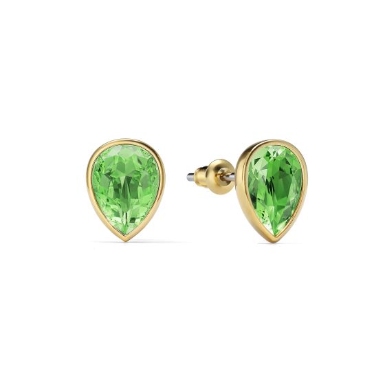 Teardrop Stilla Millenia Stud Earrings with Peridot Crystals Gold