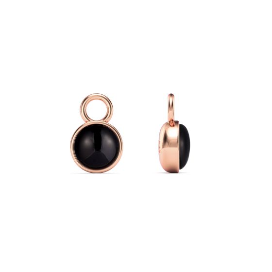 Round Petite Cabochon Mix Charms Black Onyx Rose Gold Plated