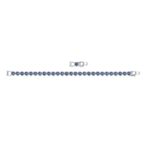 Tennis Bracelet with Swarovski Denim Blue Rhodium Plated