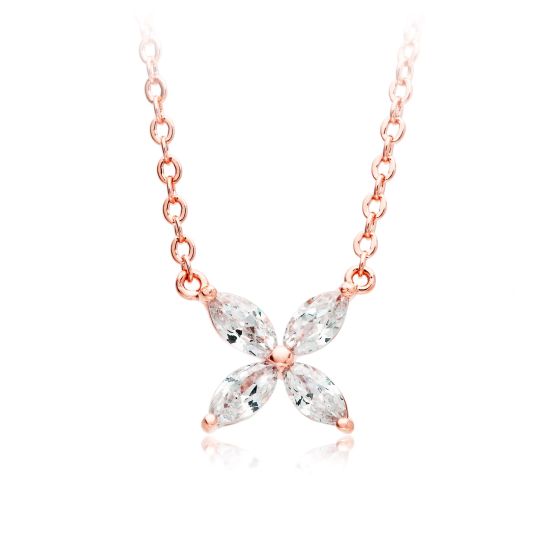 Rose plated & CZ necklace