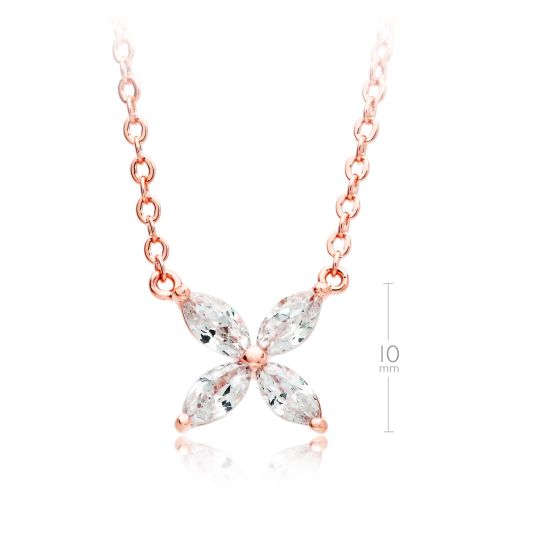 Rose plated & CZ necklace