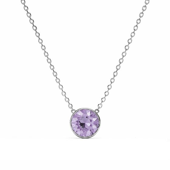 Bella Carat Necklace Violet Crystal Swarovski Pendant Rhodium