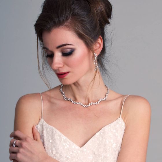 Fidelity Necklace with Clear Swarovski Crystals Bridal