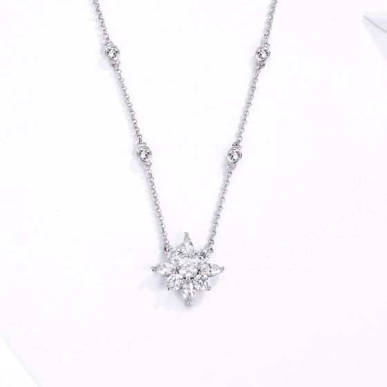 Camelia Stella Star Statement Necklace Clear Cubic Zirconia