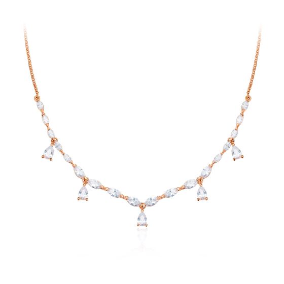 Louison Layer Necklace with Cubic Zirconia Rose Gold Plated