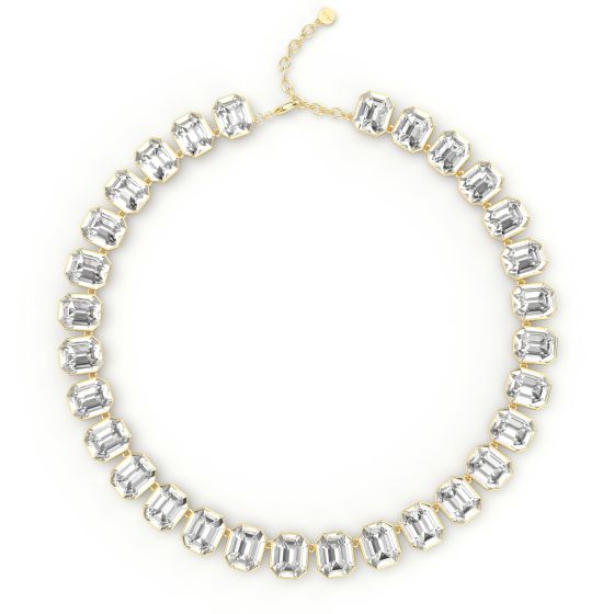 Octagon Sensational Statement Necklace Clear Crystals Gold Plated