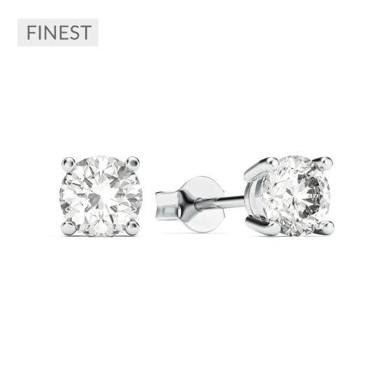 1.00 Carat D VVS IGI Certified Finest Lab Grown Diamond Stud Earrings Sterling Silver