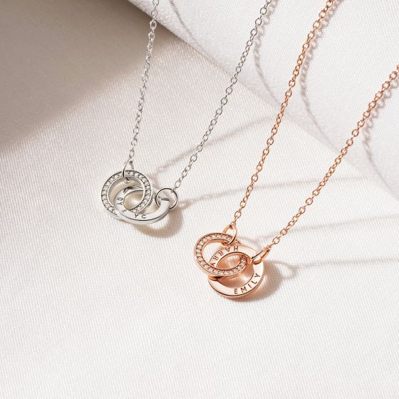 Personalised Interlocking Mini Double Brilliance Circles Necklace in