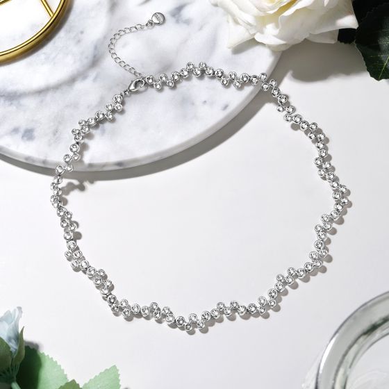 Fidelity Necklace with Swarovski Crystals Rhodium Plated Bridal