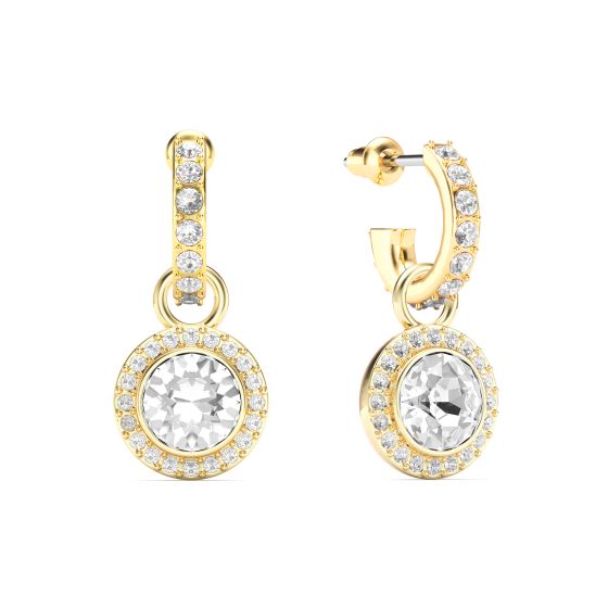 スワロフスキー ドロップピアス Angelic drop earrings Angelic drop earrings, Round cut, White, Rhodium plated