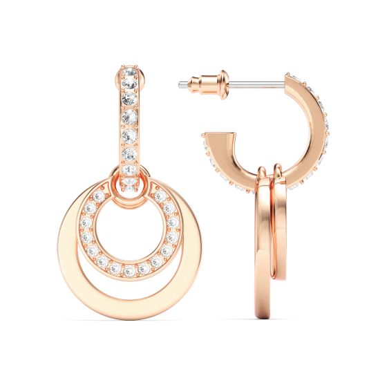 Circle Double Drop Earrings Clear Crystal Swarovski Circle