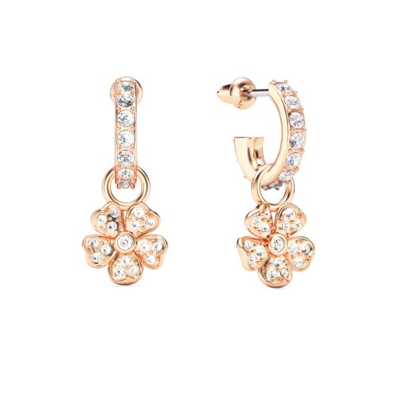 Cherry Blossom Flower 11mm Mix Hoop Earrings with Clear Cherry Blossom Flower 11mm Mix Hoop Earrings with Clear