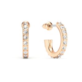 [STONE HENgE] 23FW新作☆14K Gold☆One-touch Earrings Eternity 14mm Mix Hoop Earrings Clear Crystals Gold Plated