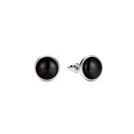 Square Black Onyx Rhodium Plated Charm Earrings with Basics