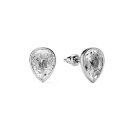 Teardrop Rose Gold Plated Stud Earrings with Clear Crystals