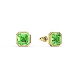 Asscher Mix Hoop Carrier Earrings with Clear Crystals and Vintage Rose Charms in Rose Gold Plated for Elegant Style