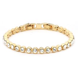 Tennis Bracelet with Swarovski Crystals Golden Shadow 16k GP Bridal Wedding Mum