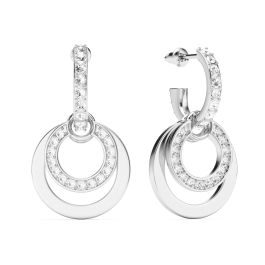 Circle Double Drop Earrings Clear Crystal Swarovski Circle