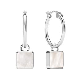Square Gold Plated Mother of Pearl Charm Earrings with Mix
