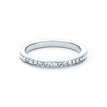 Eternity Stackable Ring Petite Round Clear Crystals 5 Sizes Rhodium Plated
