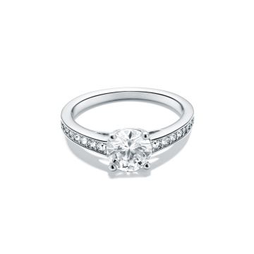 Attract Round CZ Solitaire Ring with Clear Swarovski Crystals Rhodium Plated