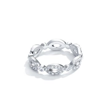 Infinity Eternity Ring with Clear Swarovski Crystals Rhodium Plated