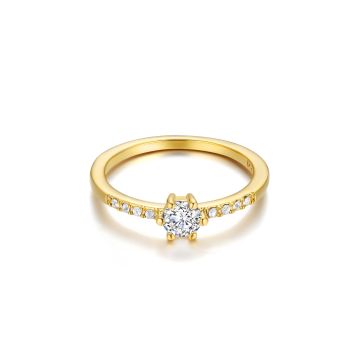 Vittore Attract Ring with Clear Swarovski Crystals Gold Plated